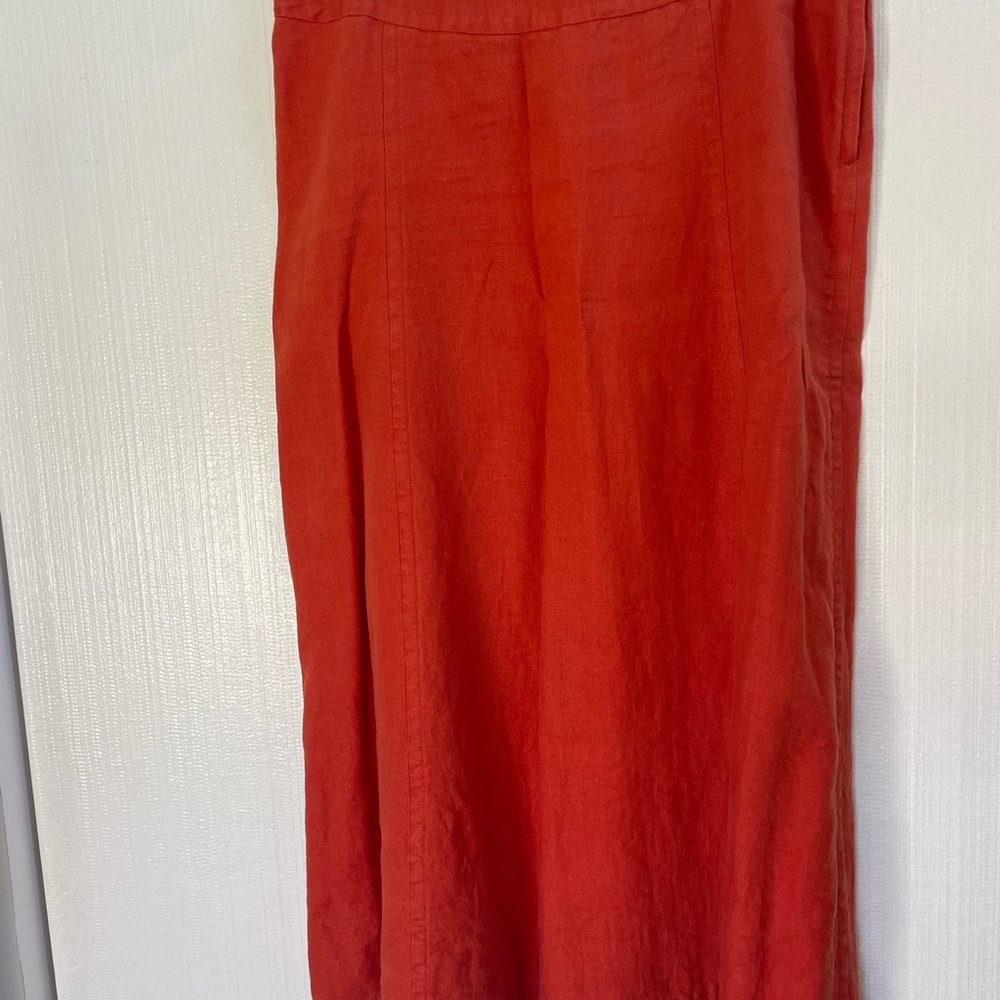 Elegant Rust Linen Women's Skirt
